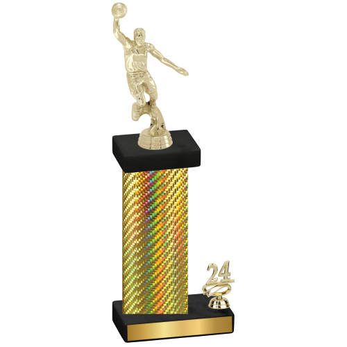 Accented Single Gold Carbon Fiber Year Basketball Trophy