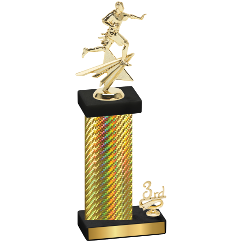 Accented Single Gold Carbon Fiber Third Place Flag Football Trophy