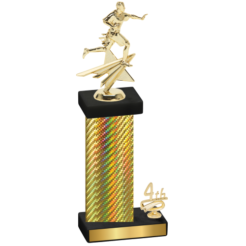 Accented Single Gold Carbon Fiber Fourth Place Flag Football Trophy