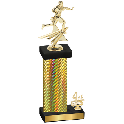 Accented Single Gold Carbon Fiber Fourth Place Flag Football Trophy