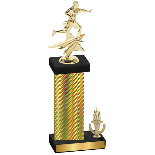 Accented Single Gold Carbon Fiber Victory Flag Football Trophy