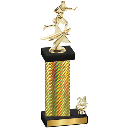 Accented Single Gold Carbon Fiber Year Flag Football Trophy