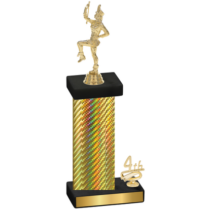 Accented Single Gold Carbon Fiber Fourth Place Majorette Trophy