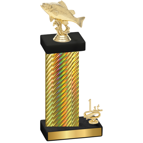 Accented Single Gold Carbon Fiber First Place Fishing Trophy