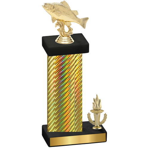 Accented Single Gold Carbon Fiber Victory Fishing Trophy