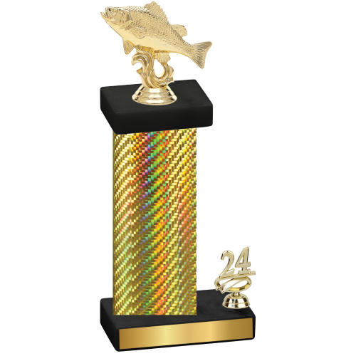 Accented Single Gold Carbon Fiber Year Fishing Trophy