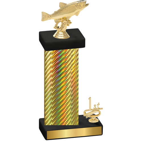 Accented Single Gold Carbon Fiber First Place Fishing Trophy