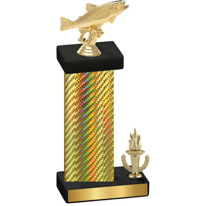 Accented Single Gold Carbon Fiber Victory Fishing Trophy