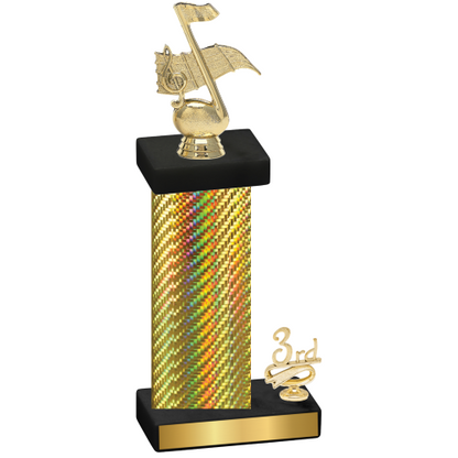 Accented Single Gold Carbon Fiber Third Place Music Trophy