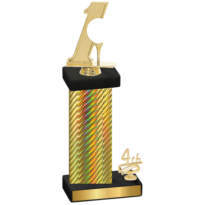 Accented Single Gold Carbon Fiber Fourth Place Golf Trophy