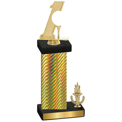 Accented Single Gold Carbon Fiber Victory Golf Trophy