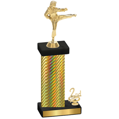 Accented Single Gold Carbon Fiber Second Place Karate Trophy