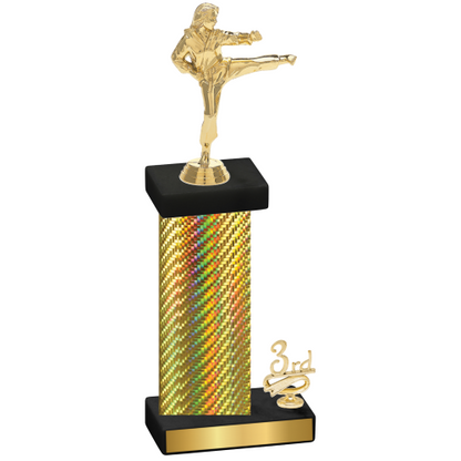 Accented Single Gold Carbon Fiber Third Place Karate Trophy