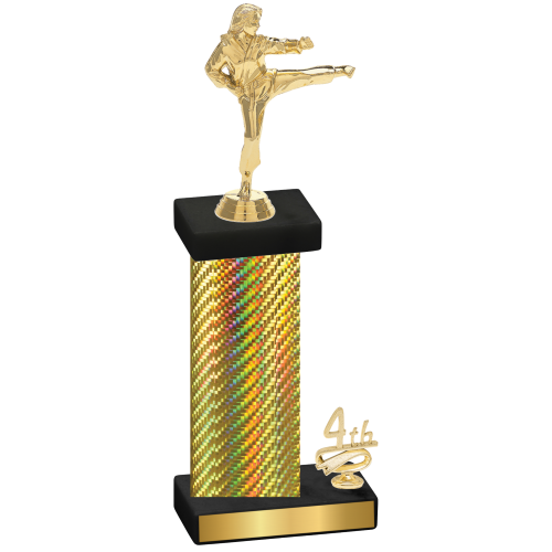 Accented Single Gold Carbon Fiber Fourth Place Karate Trophy