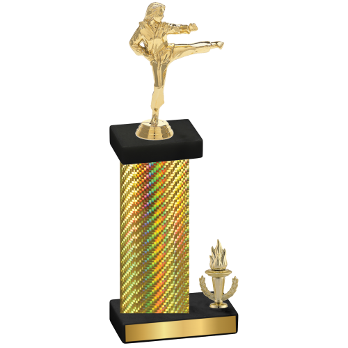 Accented Single Gold Carbon Fiber Victory Karate Trophy