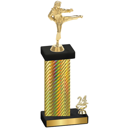 Accented Single Gold Carbon Fiber Year Karate Trophy