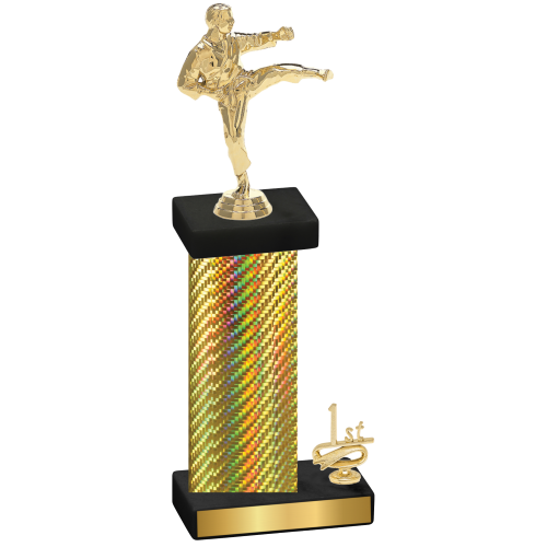 Accented Single Gold Carbon Fiber First Place Karate Trophy