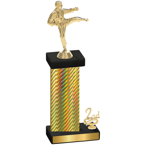 Accented Single Gold Carbon Fiber Second Place Karate Trophy