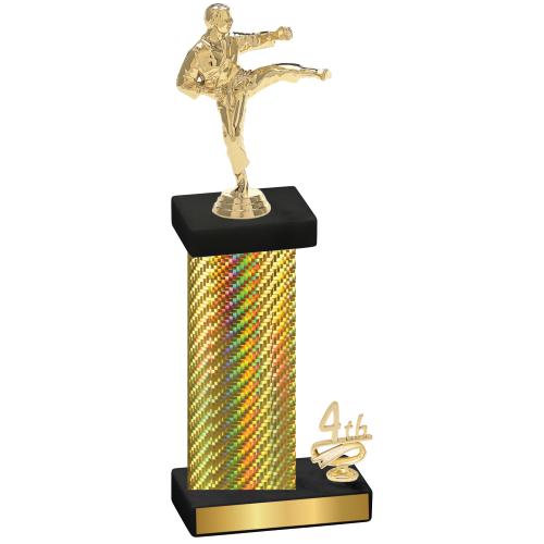 Accented Single Gold Carbon Fiber Fourth Place Karate Trophy