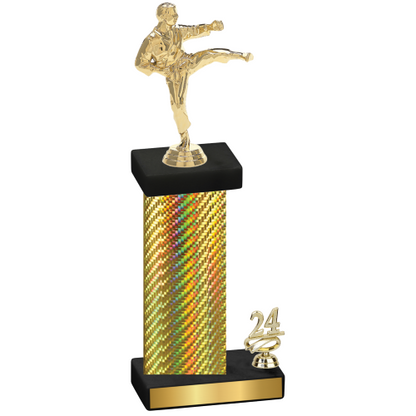 Accented Single Gold Carbon Fiber Year Karate Trophy