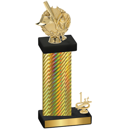 Accented Single Gold Carbon Fiber First Place Baseball Trophy