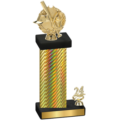 Accented Single Gold Carbon Fiber Year Baseball Trophy