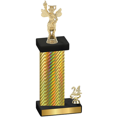 Accented Single Gold Carbon Fiber Year Academics Trophy