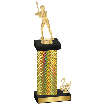 Accented Single Gold Carbon Fiber Second Place Softball Trophy