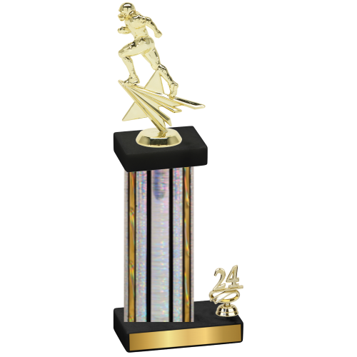 Accented Single Silver Glacier Year Football Trophy