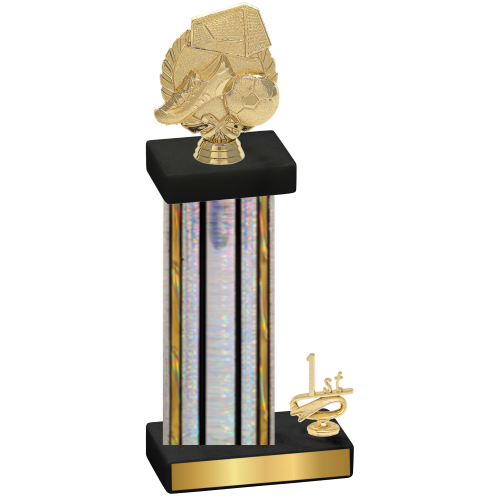Accented Single Silver Glacier First Place Soccer Trophy