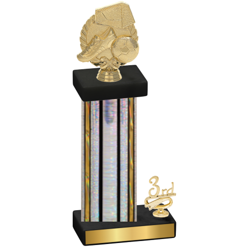 Accented Single Silver Glacier Third Place Soccer Trophy