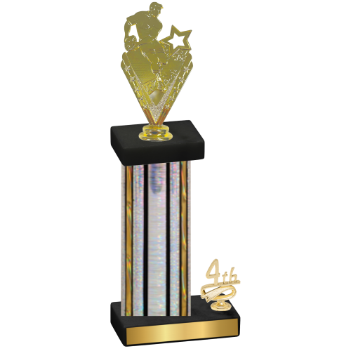 Accented Single Silver Glacier Fourth Place Rugby Trophy