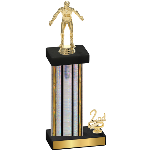 Accented Single Silver Glacier Second Place Wrestling Trophy