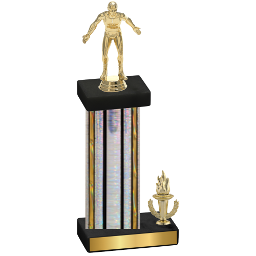 Accented Single Silver Glacier Victory Wrestling Trophy