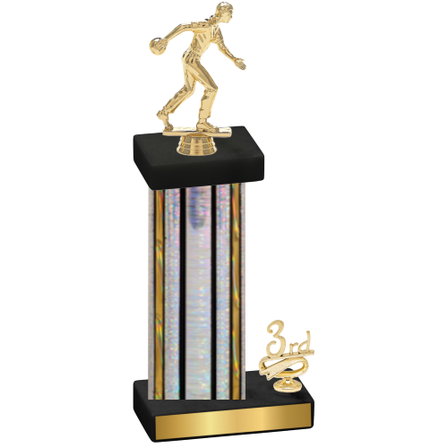 Accented Single Silver Glacier Third Place Bowling Trophy