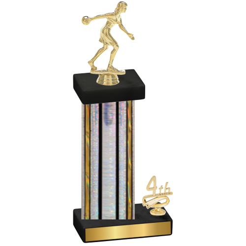 Accented Single Silver Glacier Fourth Place Bowling Trophy