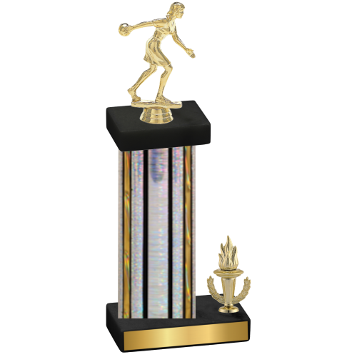 Accented Single Silver Glacier Victory Bowling Trophy