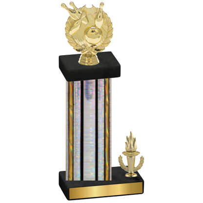 Accented Single Silver Glacier Victory Bowling Trophy