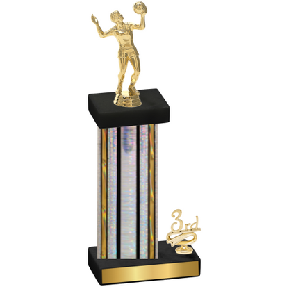 Accented Single Silver Glacier Third Place Volleyball Trophy