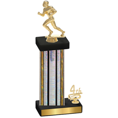 Accented Single Silver Glacier Fourth Place Football Trophy