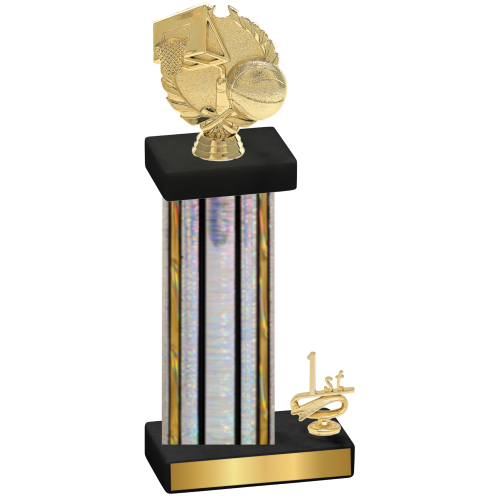 Accented Single Silver Glacier First Place Basketball Trophy