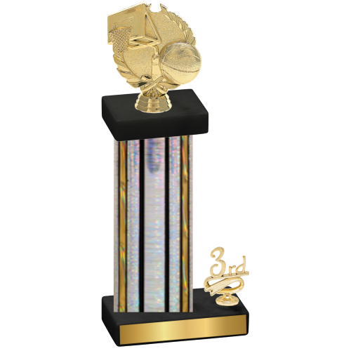 Accented Single Silver Glacier Third Place Basketball Trophy