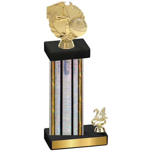 Accented Single Silver Glacier Year Basketball Trophy