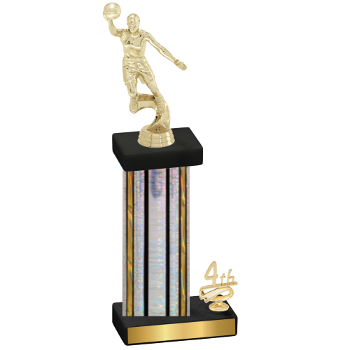 Accented Single Silver Glacier Fourth Place Basketball Trophy