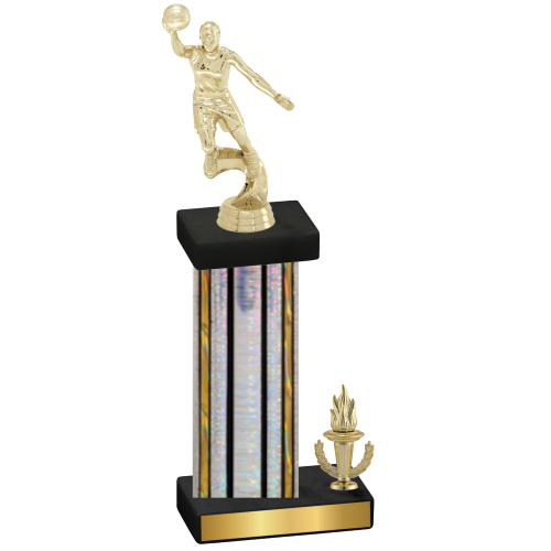 Accented Single Silver Glacier Victory Basketball Trophy