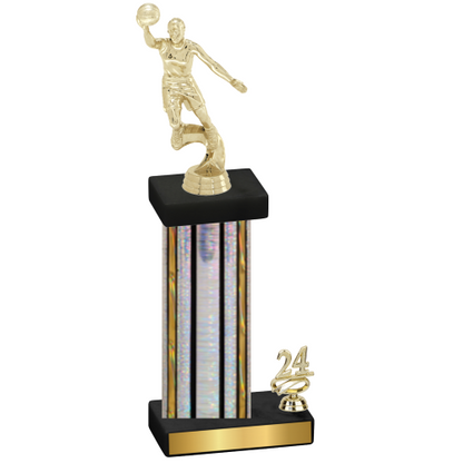 Accented Single Silver Glacier Year Basketball Trophy