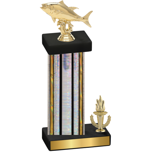 Accented Single Silver Glacier Victory Fishing Trophy