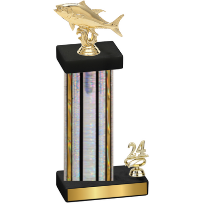 Accented Single Silver Glacier Year Fishing Trophy