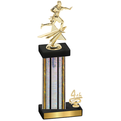 Accented Single Silver Glacier Fourth Place Flag Football Trophy