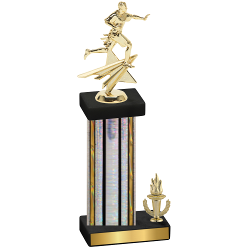 Accented Single Silver Glacier Victory Flag Football Trophy
